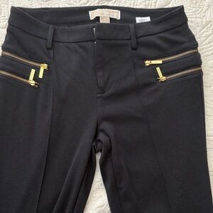 Michael Kors Black Trousers with Gold Zipper Details